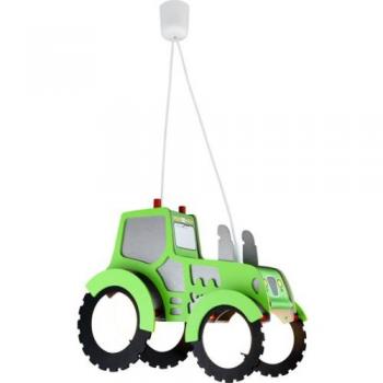 Lámpara Colgante Traktor para Niños, 2x E27, Verde y Plata