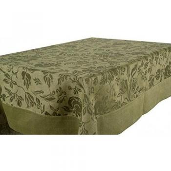 Lino fashion: verde Jacquard lino/algodón mantel con amplia Fronteras, Verde, 175cm x 300cm