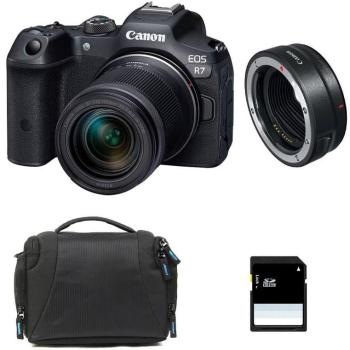 Cámara Mirrorless Canon EOS R7 32.5 MP APS-C con Objetivo RF-S 18-150mm F3.5-6.3 IS STM, Bolsa, Tarjeta SD de 8GB y Anillo EF-E