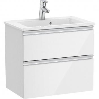 Mueble de baño compacto Roca The Gap con 2 cajones y lavabo, color blanco brillo, medidas 605 x 380 x 537 mm