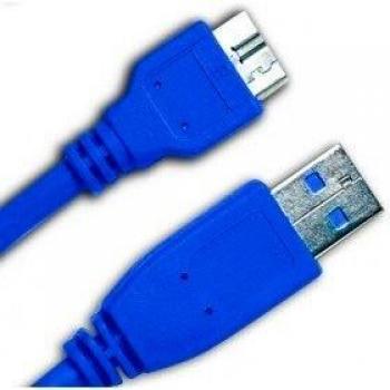 Cable USB 3.0 Super Speed Micro B a A - 0,5m Doble Blindaje Azul