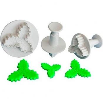 Diseño de hoja moldes, totalmente sonicación juego de 3 moldes para tarta, forma de pétalo