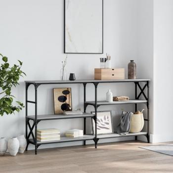 Mesa consola de madera de ingeniería 150x29x76,5 cm en color Negro, Roble Sonoma y Roble ahumado - Mesa de sofá, mesa de entrada para salón, consola de entrada, mueble recibidor, mesita