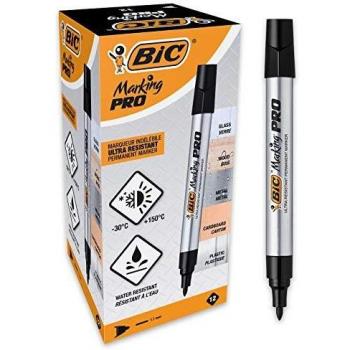 Marcador Permanente Bic Marking Pro Punta Tonda 1.1mm Negro (Pack de 12)