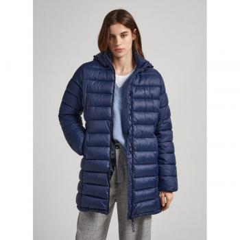 Pepe Jeans Maddie Largo Marino Chaqueta Plumífero para Mujer con Capucha y Tejido Repelente al Agua