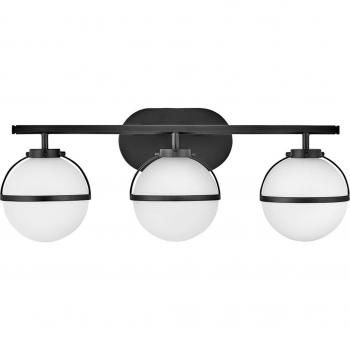 Aplique de Baño Hinkley Hollis Negro/Opalino 3 Luces IP44