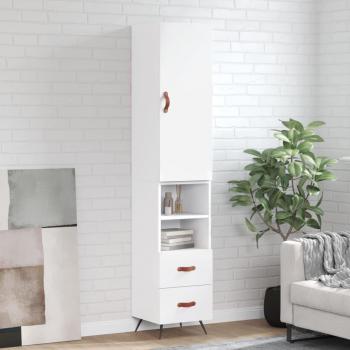 Aparador alto de madera contrachapada blanco 34,5x34x180 cm