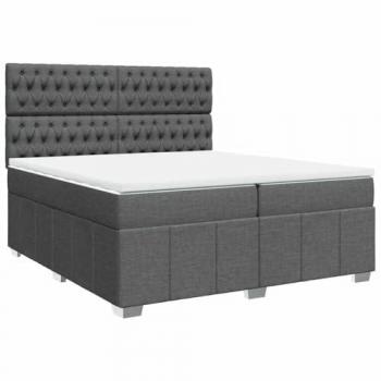 Cama box spring con colchón de muelles gris oscuro 200x200 cm Tela