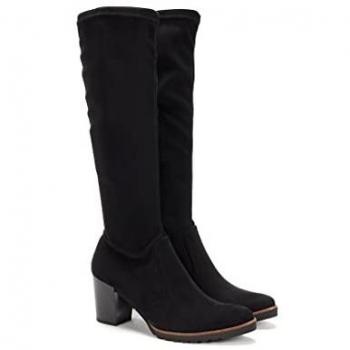 Botas Altas Fluchos D7890 Thais Strech - Cómoda y Calentita, color negro, talla 35, fabricadas en textil