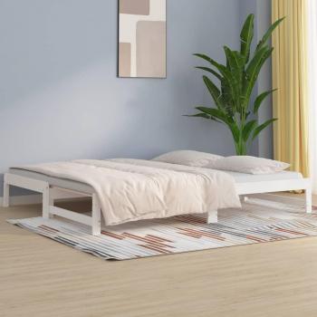Sofá cama extraíble blanco 2x(90x200) cm madera maciza de pino