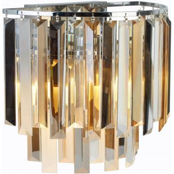 Aplique de pared Searchlight Clarissa con prismas de cristal, acabado en cromo, compatible con bombillas E14