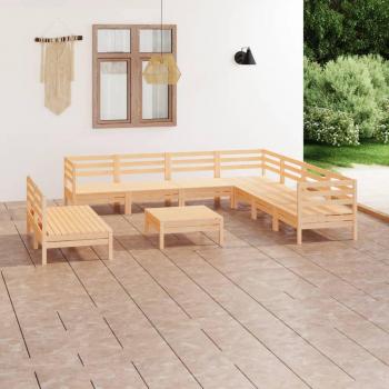 vidaXL 10-Piece Solid Pine Garden Lounge Set