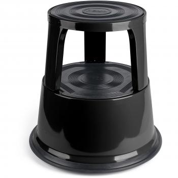 PAVO 212756 Taburete de Metal con Ruedas, Negro