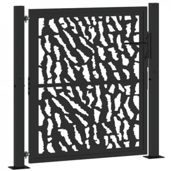 Black Steel Garden Gate 105x105 cm with Elegant Trace Design & Lockable System