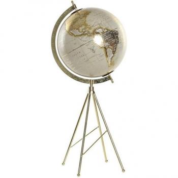 Globo Terráqueo DKD Home Decor Gris Dorado Colonial 27 x 25 x 61 cm