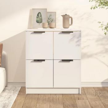 Aparador de Madera Contrachapada Blanco 60x30x70 cm - Mueble de Almacenaje de Salón, Buffet para Salón, Armario Auxiliar, Armario de Almacenamiento