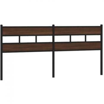 Cabecero de acero y madera de ingeniería marrón roble 180 cm