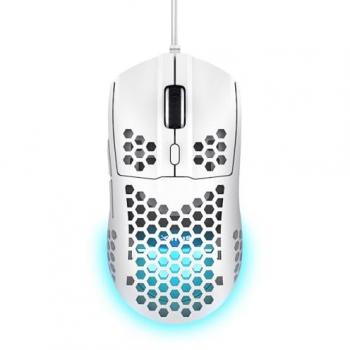 Ratón Gaming Trust GXT 928W Helox Blanco, Ultraligero 65g, dpi Ajustable 200-6400, Sensor Óptico, 6 Botones Programables, Iluminación RGB, Con Cable USB