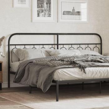 Cabecero de metal negro 200 cm vidaXL con diseño moderno, estructura robusta, acabado en color negro mate, compatible con camas de tamaño estándar, fácil instalación y mantenimiento