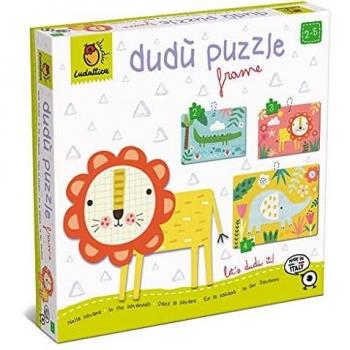 Ludattica - Didú puzzle Frame - En la sabana - 2-5 años - Puzle contorneados con la base guía para los más pequeños - 20323