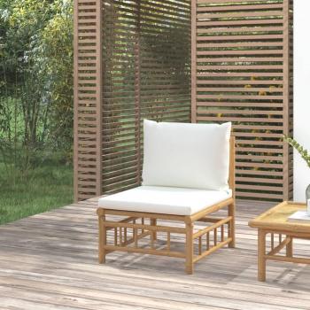 Bamboo Garden Middle Sofa with Cream White Cushions