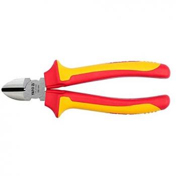 Alicate de corte diagonal Yato YT-21159, 180 mm, VDE, características: mango ergonómico, acero al carbono, aislante para trabajos eléctricos