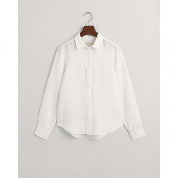 Camisa de mujer Gant Regular Fit de cambray de lino blanco