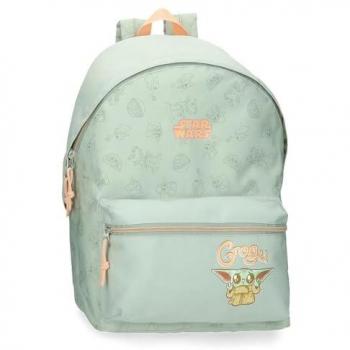 Mochila Escolar Infantil Disney Star Wars Grogu Verde con Porta Tablet Adaptable al Carro, Casual, Poliéster 31x44x15 cms