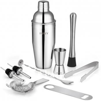 INTEY Coctelera de cóctel，Juego de coctelera de cóctel 11 piezas, 700ml y Viene con el embalaje refinado, Acero Inoxidable 304, Multifuncional y Profesional, Ideal para Bar, Hogar