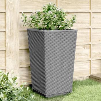 Jardineras de Plástico PP 4 Unidades 32,5x32,5x57 cm Color Gris Claro y Negro vidaXL