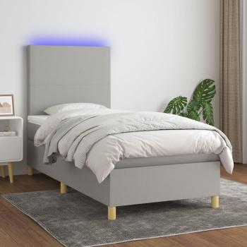 Colchón de cama box spring con muelles y tela LED gris claro 80x200 cm