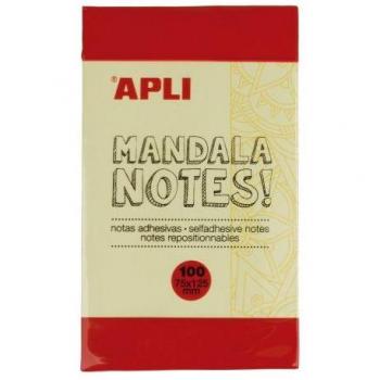 Apli Notas Adhesivas Mandala 125x75mm - 100 Hojas - Diseño Mandala - Amarillo