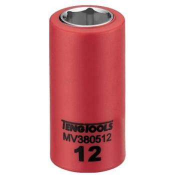 Vaso aislado Teng Tools MV380512, 3/8 pulgadas, 12 mm, métrica, 6 puntos, 1000 voltios, enchufe aislado poco profundo, herramienta de electricistas