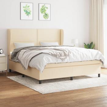 Cama box spring suave con colchón de tela color crema 180x200 cm