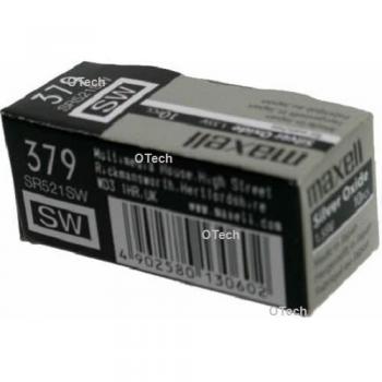 Pila de botón Maxell 379 SR521SW - Paquete de 10 unidades, larga duración