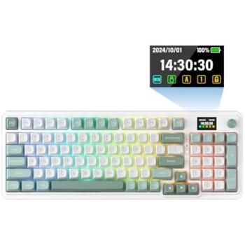 Redragon K719 Wireless Gasket Mechanical Gaming Keyboard with 95 Keys, Easy-Control 1.14’’ TFT Info Display, Mint Mambo Switches