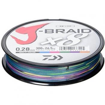 Daiwa J-Trenza 8 Trenza 300 M Multi Colour - Hilo de Pesca Talla:DM: 0,28mm