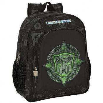 Mochila Escolar Junior Transformers con Sistema de Adaptación para Carro, Bolsillos Laterales Portabotellas, Cremallera Doble Tirador, Hombreras Ergonómicas Acolchadas - 32x