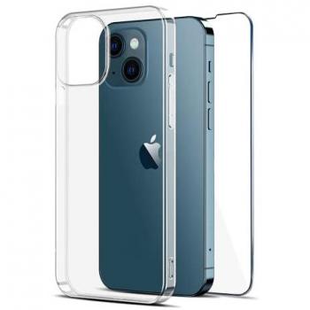 Funda Gel TPU Antigolpes Transparente + Cristal Templado 9H para iPhone 14 Plus - Pack Protección Completa
