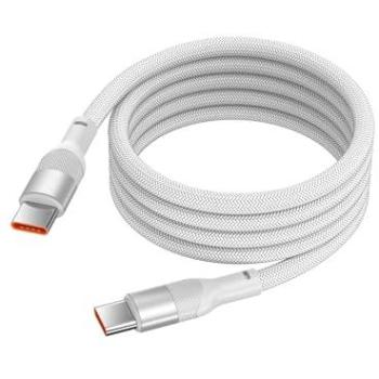 Cable de Carga y Datos Ksix USB-C a USB-C 1m, Carga Ultrarrápida 60W, Sistema Magnético, Trenzado Resistente, Blanco