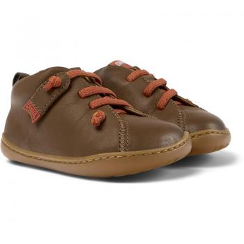 Camper Peu Elastic Lace Leather Boots for First Walkers - Brown, Size 25