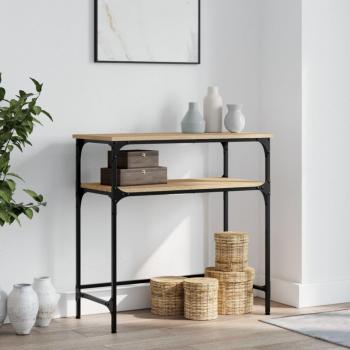 Mesa consola de madera de ingeniería 75x35,5x75 cm en color Negro, Roble Sonoma y Roble ahumado - Mesa de sofá, entrada y auxiliar para salón