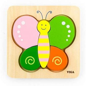 VIGA-50170 VIGA Nuevos Clásicos Juguetes-0521-Mini Puzzle de Madera, Color Mariposa