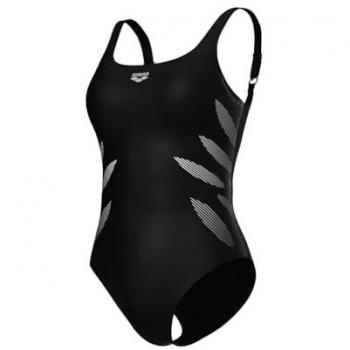 Bañador de Mujer Arena Milena Wing Back - Negro, Talla 38, Copa B, Tecnología Power Mesh, Tejido Resistente al Cloro, Copas Fijas y Tirantes Ajustables