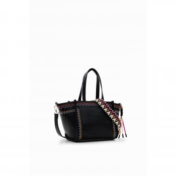 Bolso shopper mediano Rigoberta en negro con bordados