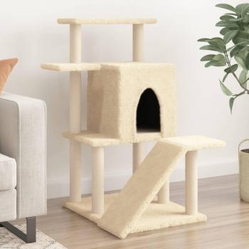 Rascador para gatos con scratchers en crema de sisal 97 cm