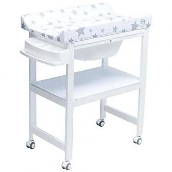 Bañera Cambiador Bebe The Good Wood by PLASTIMYR - Mueble Bañera Cambiador - Safari Gris - 80 x 48,5 x 100 cm