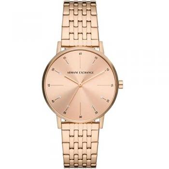 Reloj de mujer Armani Exchange AX5581 Lola acero inoxidable, esfera negra, cronógrafo, resistente al agua hasta 50 metros, diseño elegante y moderno