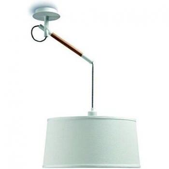 Lámpara colgante Nordica Multi Position con pantalla blanca 1 bombilla E27, blanco mate / haya con pantalla blanco marfil