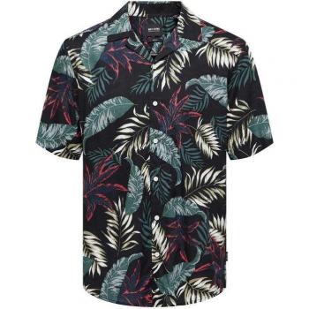 Camisa manga corta de ONLY and SONS - ONSWayne Life AOP Viscose - para Hombre - Negro